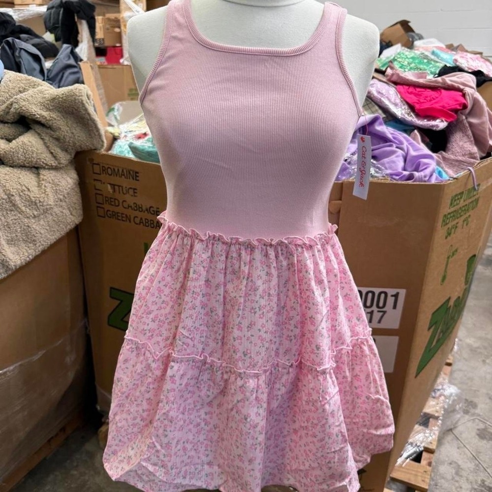 Brand new with tags Cat & Jack girls pink floral dress, size Large (10/12)
